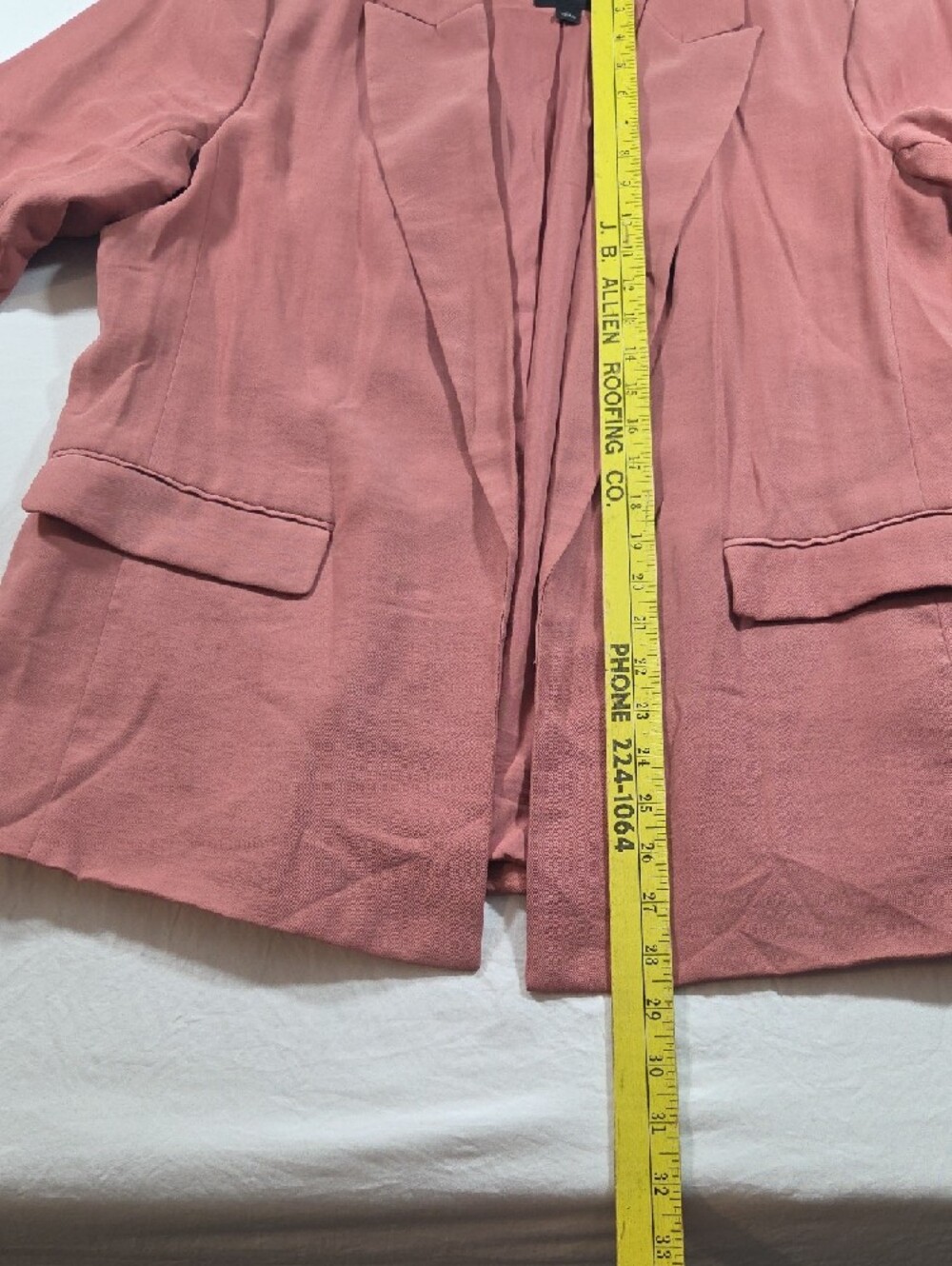 Simply Vera Vera Wang Peach Open-Front Blazer Jacket 3 Quarter Sleeve Office - Picture 14 of 16
